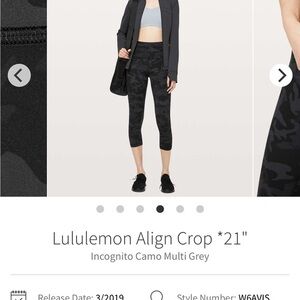 lululemon athletica Incognito Camo Multi Grey Crop Pants